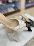 Rhinestone Embedded Bow Close Toe Heel